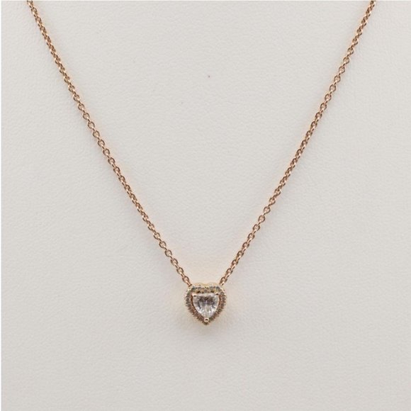 Pandora Rose GP Clear Stone Sparkling Heart Collier Necklace - Picture 5 of 5